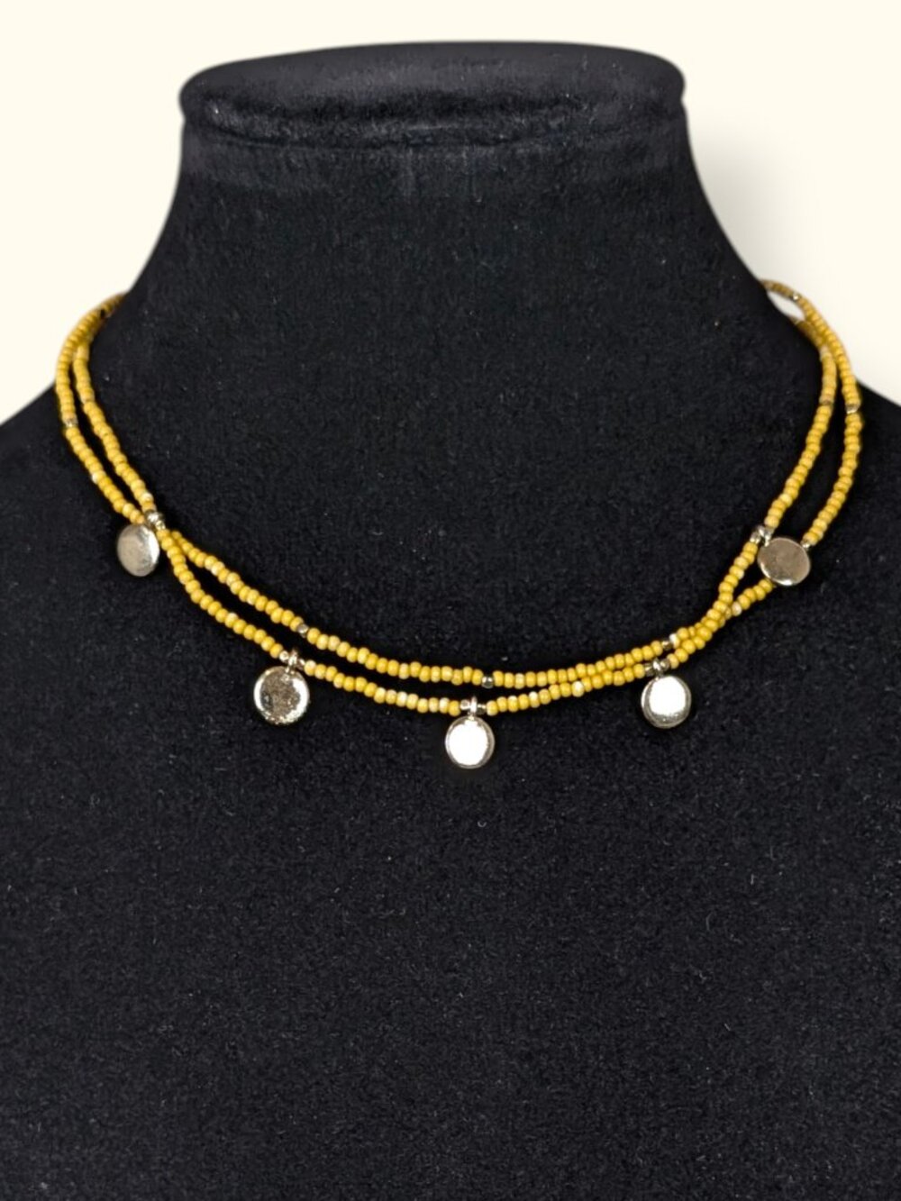 (2/$20) 2-Strand Yellow Beaded Choker